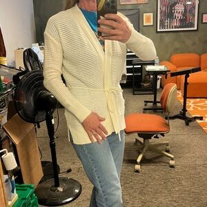 GAP off white Mesh wrap cardigan belted woman’s size XS NWOT